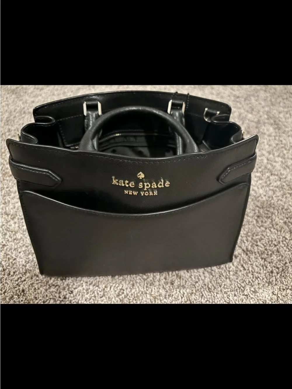 kate spade Black Structured Satchel with Top Handles